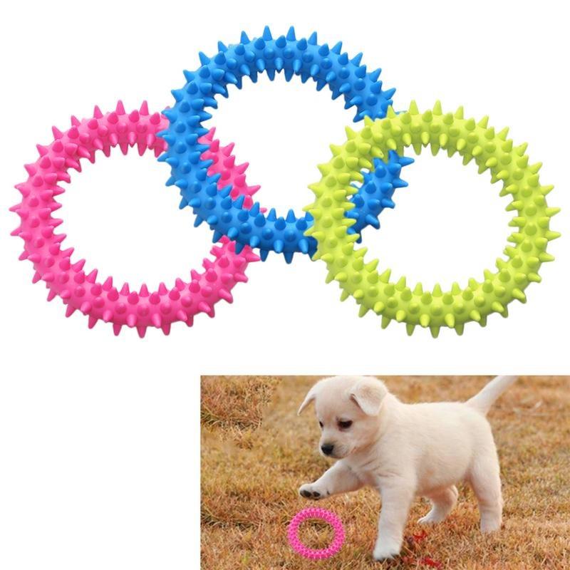 Ring Shape Natural Rubber Dog Treat Toy Pet Food Dispenser Chewing Bite Interactive Toy