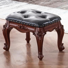 Load image into Gallery viewer, Vintage American Furniture Stool Home Living Room Square Stool European Carved Leather Stool Sofa Coffee Table Stool Shoe Bench
